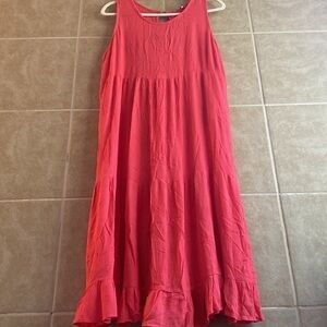 Rhythm & Rose Lightweight Sleeveless Coral Pink Dress With Pockets Rayon